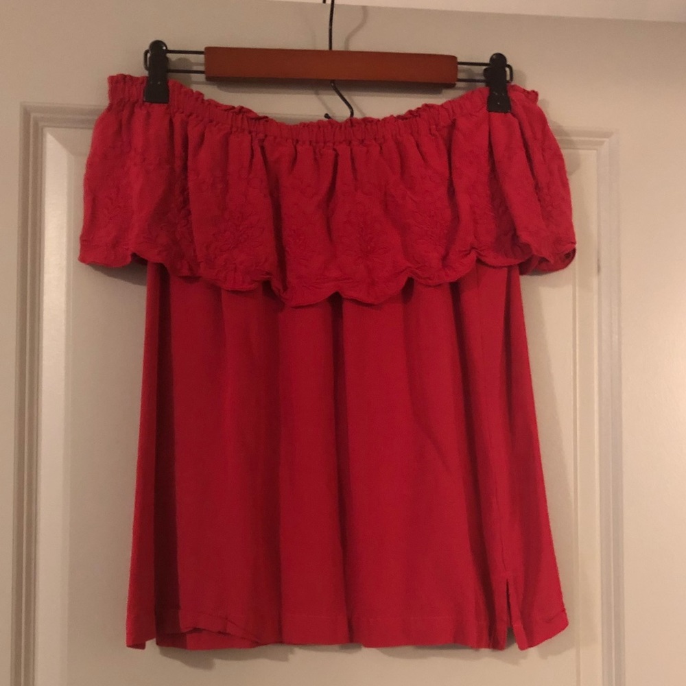 LOFT Cold Shoulder Ruffle Top